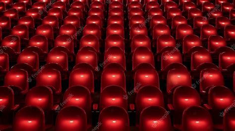 Premium Photo | A row of red seats in a theater