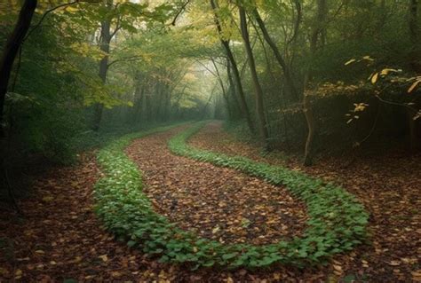 Premium AI Image | path in the forest with maze shapes on the ground