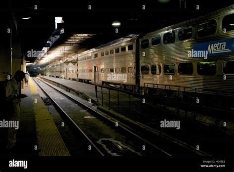 Metra train in Chicago Union Station,Chicago, Cook County, Illinois ...