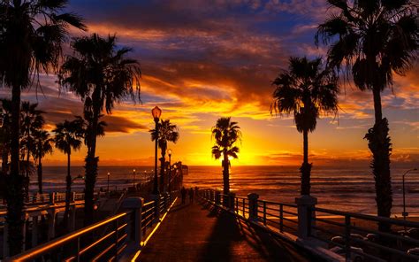 Sunset At The Oceanside Pier In The North County Of San Diego California Desktop Hd Wallpaper ...