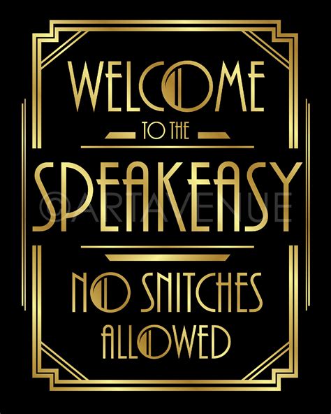 Art Deco Welcome to the Speakeasy Sign Printable Black and - Etsy Canada