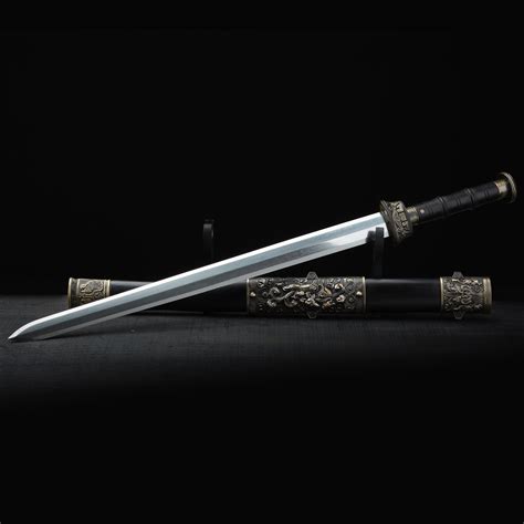 Handmade Full Tang Real Chinese Han Sword With Black Bronze Scabbard ...