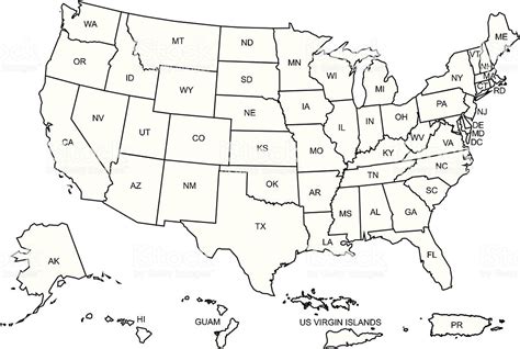 Outline Map Of The United States With States Free Vector Maps | Images ...