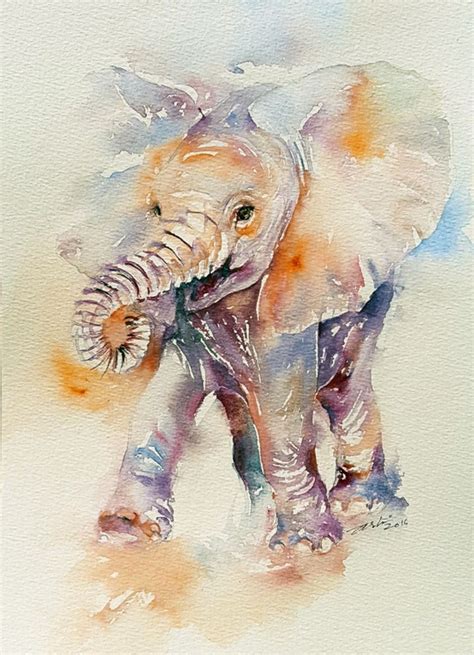 Happy Holly_Baby Elephant Watercolor Painting (2016) Watercolours by ...