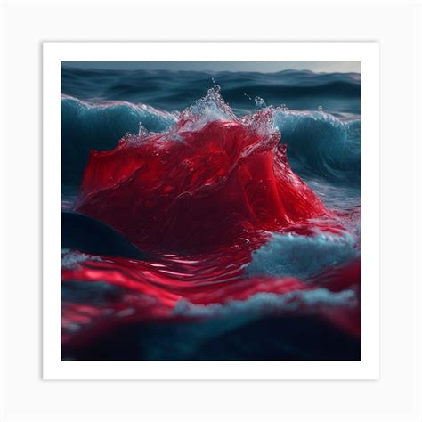 Red Ocean Art Print by DIGITAL_AI - Fy