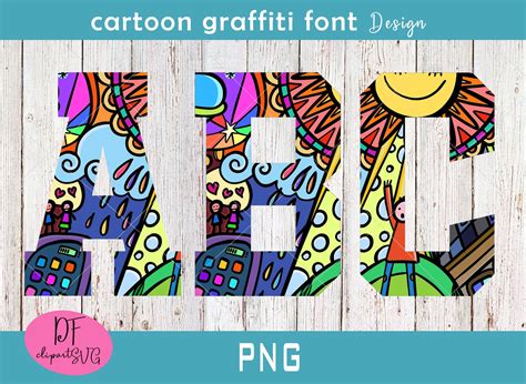 Cartoon graffiti font cartoon Alphabet Font PNG Alphabet | Etsy