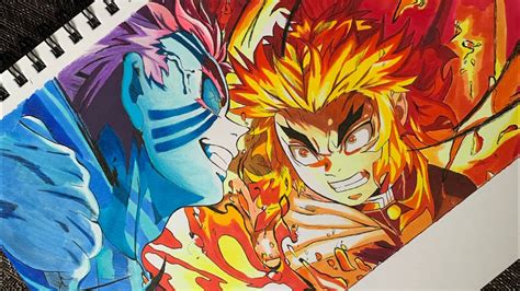 DRAWING Rengoku Vs Akaza Kimestu No Yaiba MUGEN TRAIN