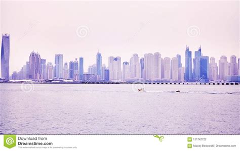 Dubai Waterfront Skyline, United Arab Emirates. Stock Photo - Image of ...