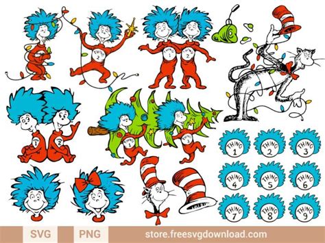 Thing 1 Thing 2 Dr Seuss SVG Bundle (FSD-M18) - Store Free SVG Download