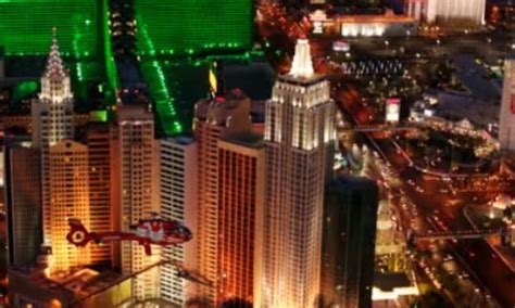 Las Vegas Strip Highlights Night Flight with Formula 1 Race Track View ...