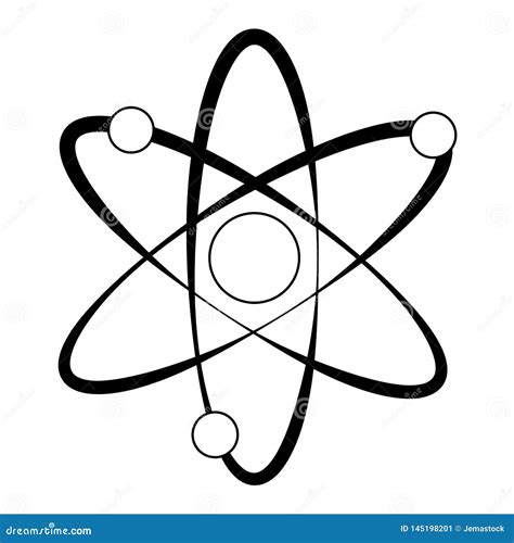 Atom Science Symbol Isolated in Black and White Stock Vector - Illustration of research, shape ...