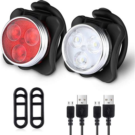 Ascher USB Rechargeable Bike Lights Set, Super Bright Bicycle Light Headlight and Tail Light ...