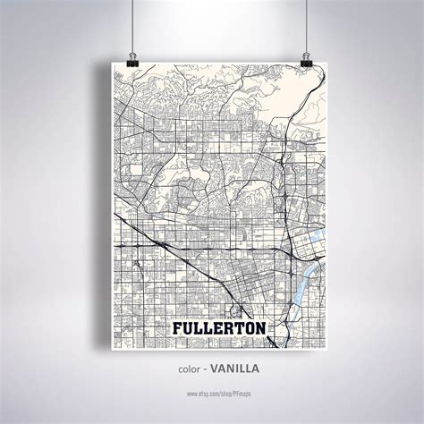 Fullerton California Map Print Fullerton Square Map Poster Fullerton ...