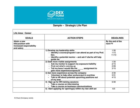 Strategic life plan template in Word and Pdf formats - page 3 of 4