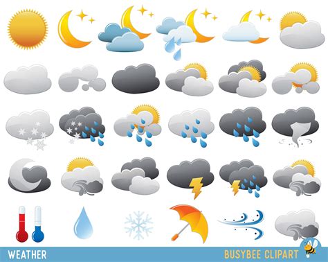 Weather Clipart Clip Art , Weather Forecast Digital Images, Cute Weather Icons, Cloud Clipart ...