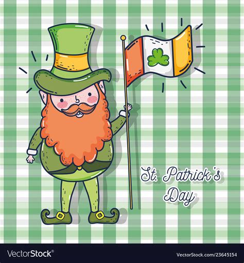 St patrick man with ireland flag celebration Vector Image