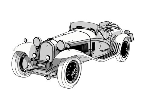 Premium Vector | A drawing of a race car with a side view of the engine.