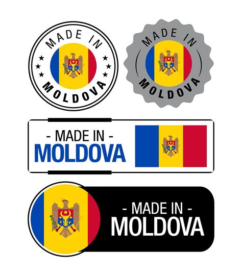 Set of Made in Moldova labels, logo, Moldova Flag, Moldova Product ...