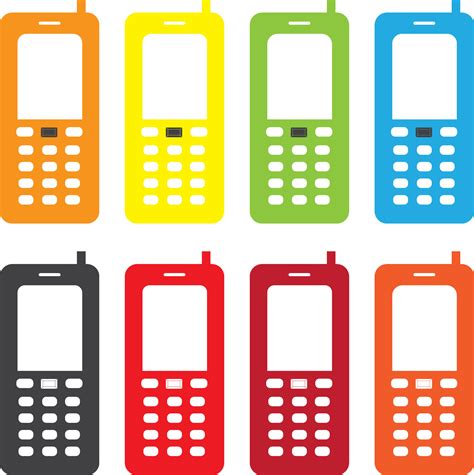 Colourful phone mobile cell cellular icon transparent background EPS Vector art Pack 25880221 ...