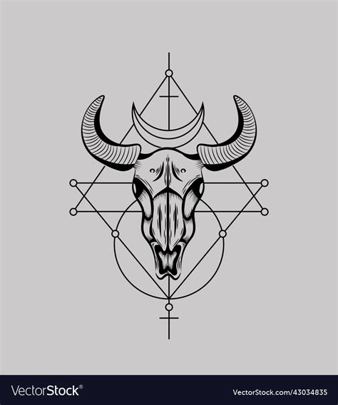 Geometric tattoo design with goat skull Royalty Free Vector