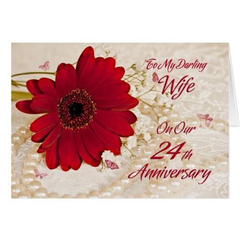 Wife on 24th wedding anniversary, a daisy flower card | Zazzle