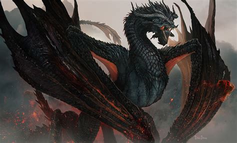 The Black Dread, Ertaç Altınöz | Balerion the black dread, Dragon artwork fantasy, Black dreads