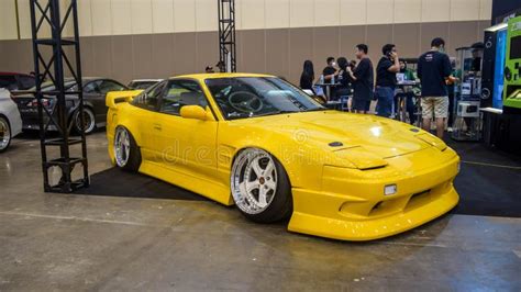 Modified Yellow Nissan 200SX S13 in the Elite Showcase Editorial Stock ...