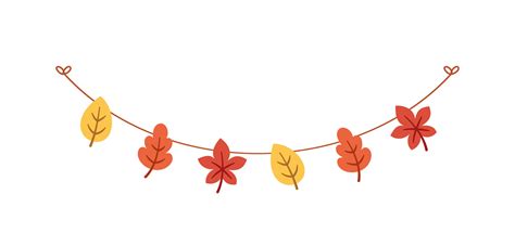 Autumn leaves garland in orange and red colors for Fall and ...