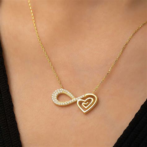 Infinity Necklace Heart Necklace Gift for Love Sterling - Etsy