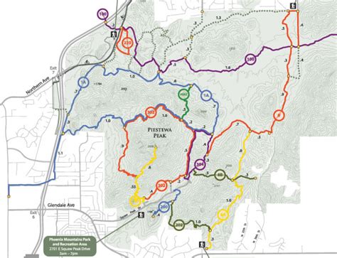 Map of Phoenix Mountain Preserve Trails including Piestewa Peak | Hiking destinations, Map, Arizona