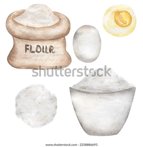 Watercolor Cooking Clipart Eggs Flour Set Stock Illustration 2258886693 | Shutterstock