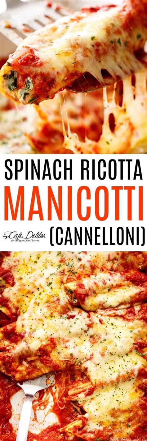 Spinach Ricotta Manicotti (Cannelloni) - Cafe Delites