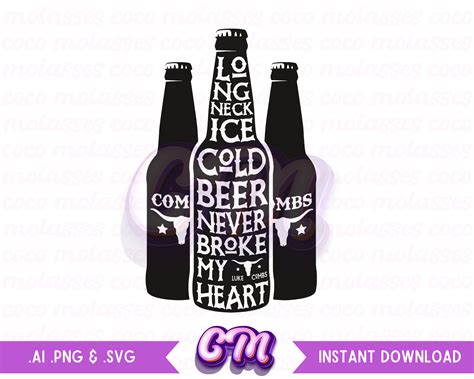 Luke Combs Beer Bottle SVG Combs PNG Luke Combs Digital - Etsy