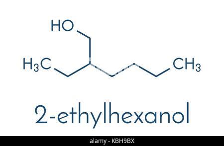 2-ethylhexanol (2-EH) molecule. Used as solvent, fragrance component and chemical precursor ...