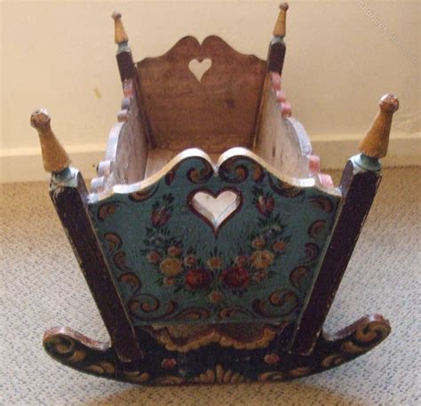 French Folk Art Hand-Painted Child's Cradle - Antiques Atlas