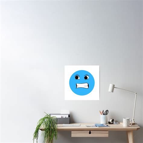 "Light Blue Mad Cringing Emoji" Poster for Sale by Roderick0316 | Redbubble