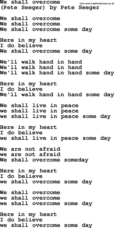 Bruce Springsteen song: We Shall Overcome, lyrics