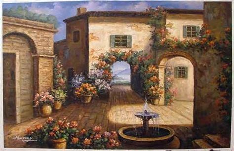 Art » Shop for Oil Paintings » 24 " by 36" Canvas » Tuscan | Tuscan art, Tuscan courtyard ...