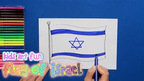 How to draw and color the National Flag of Israel | Flag drawing, Israel flag, National flag