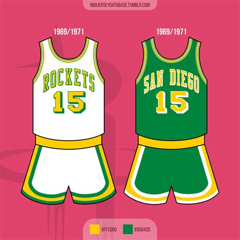 NBA Jersey Database, San Diego Rockets 1969-1971 Record: 67-97 (41%)