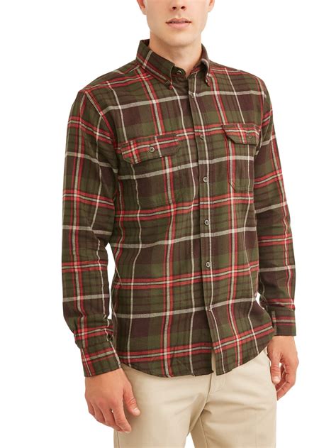 George - George Men's and Big & Tall Long Sleeve Flannel Shirt, up to size 3XLT - Walmart.com ...