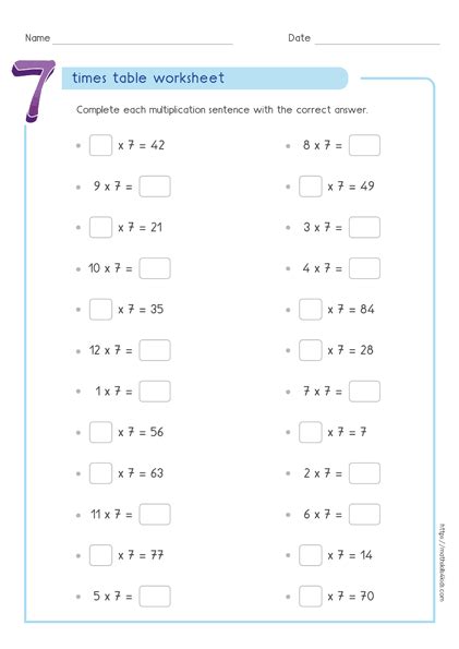 multiplication table for kids blank worksheet printable - best 25 ...