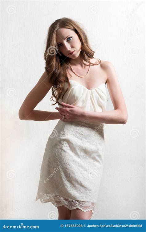 Highly Attractive Young Woman Wearing an Elegant White Dress Stock Photo - Image of elegance ...