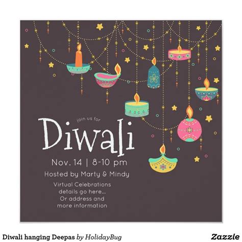 Diwali hanging Deepas Invitation | Zazzle | Diwali, Invitations ...