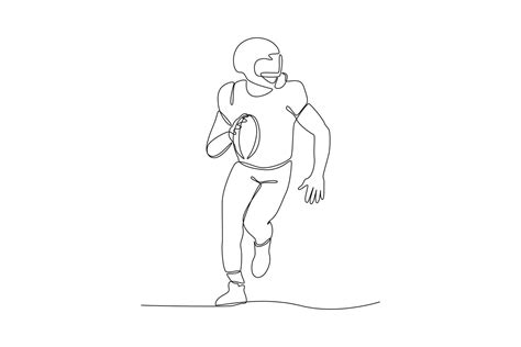 Continuous one line drawing Rugby players concept. Athletes playing ...