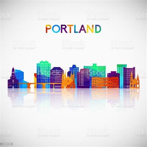 Portland Maine Skyline Silhouette In Colorful Geometric Style Symbol For Your Design Vector ...