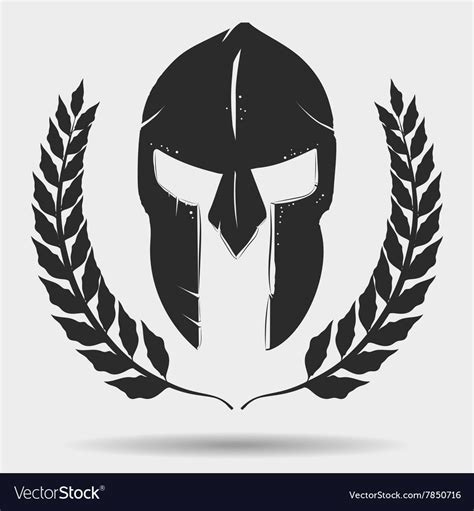 Spartan Warrior silhouette with laurel wreath, Knight helmet, gladiator icon. Vector. Download a ...