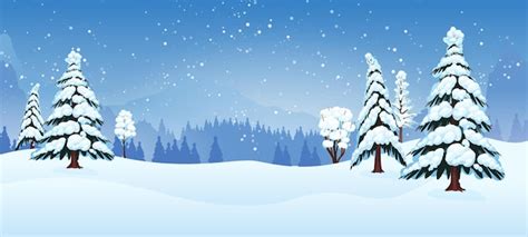 Free Vector | Winter horizontal background with snowy landscape ...