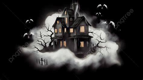 Haunted House Halloween Backgrounds Free, Ghost House Picture Logo, Ghost, Halloween Background ...