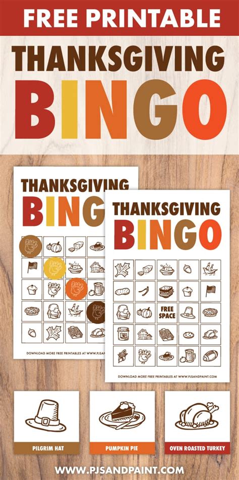 Free Printable Thanksgiving Bingo Cards - Pjs and Paint